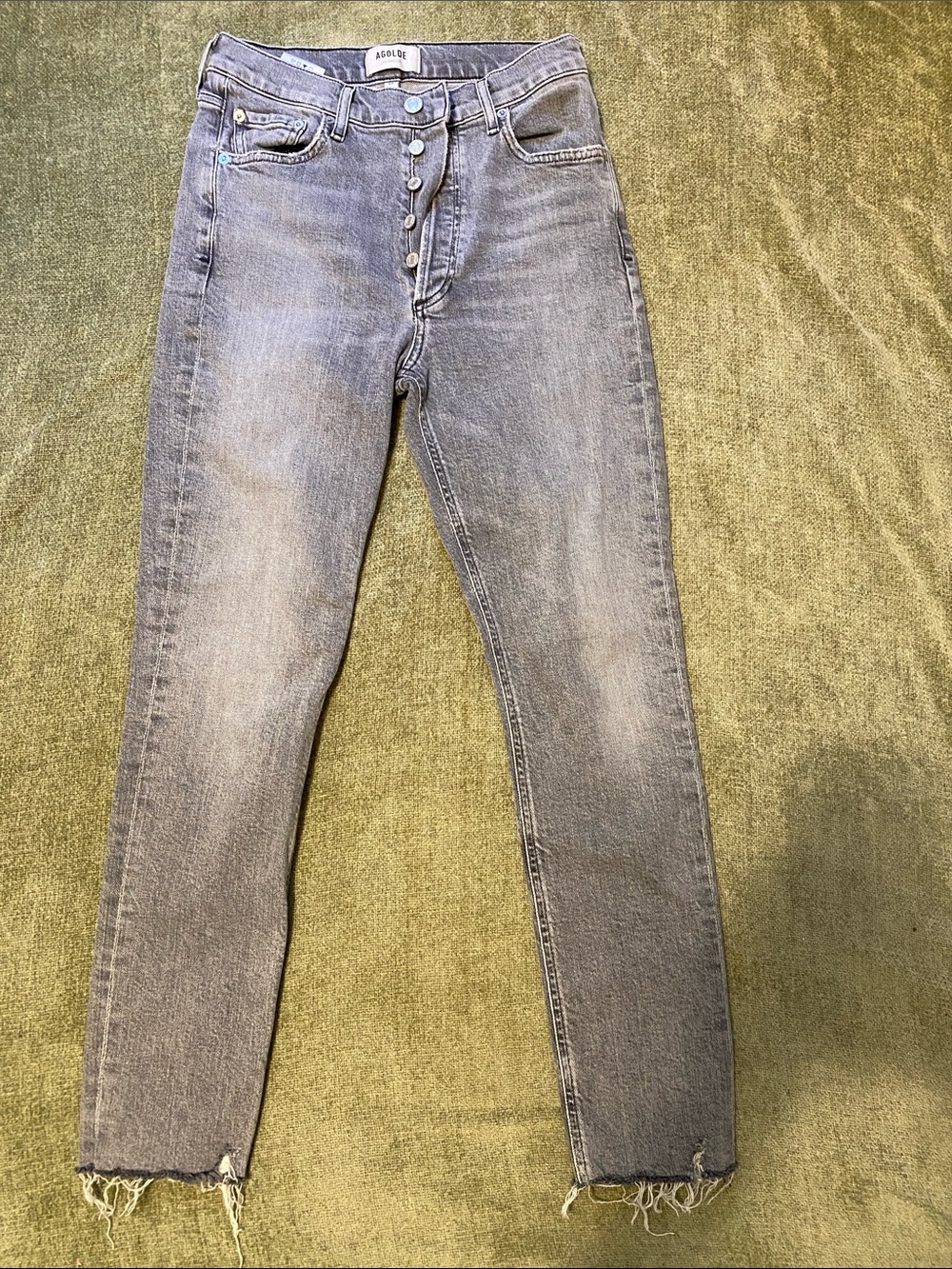Agolde Light Gray Women's Skinny Button-Fly Jeans